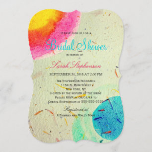 Colourful Artistic Watercolor Painted Daubs Invitation