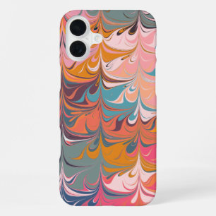 Colourful Artsy Abstract Marble Swirl Design iPhone 16 Plus Case