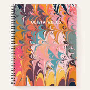 Colourful Artsy Abstract Marble Swirl Design Notebook