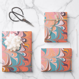 Colourful Artsy Abstract Marble Swirl Design  Wrapping Paper Sheet