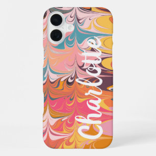 Colourful Artsy Abstract Marble Swirl Personalised iPhone 16 Plus Case