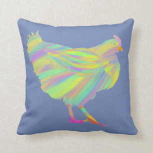 Colourful Artsy Chicken Painting Quirky Art Design Cushion