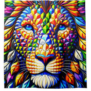 Colourful Artsy Lion Shower Curtain