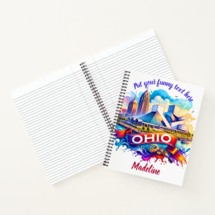 Colourful artwork of Ohio's skyline Notebook