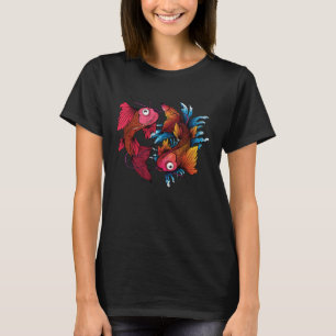 Colourful Asian Style Yin Yang Koi Fish Japanese T-Shirt