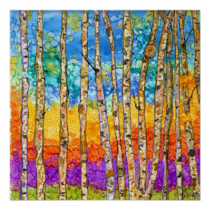 Colourful Aspen Trees Poster -  20" x 20"