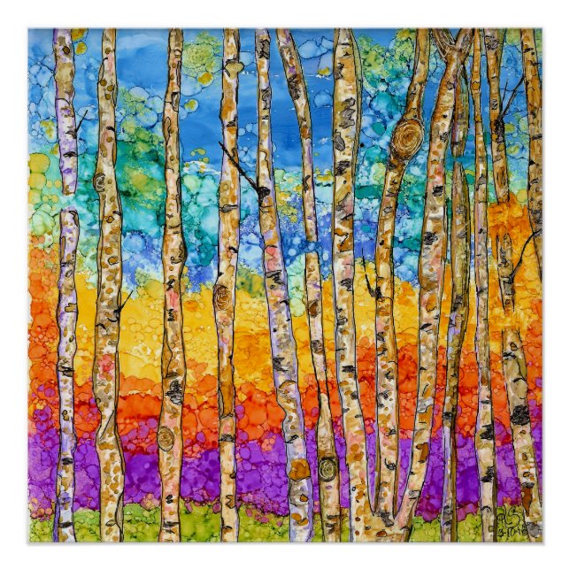 Colourful Aspen Trees Poster -  20" x 20" (Front)