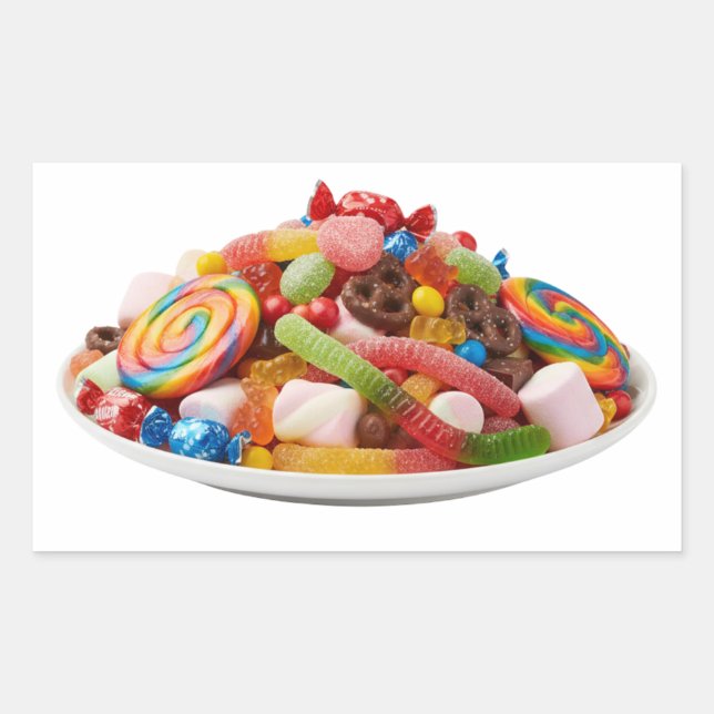 Colourful Assorted Candies on Plate Sticker (Front)