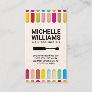 Colourful Assorted Nails Nail Polish Brush Business Card