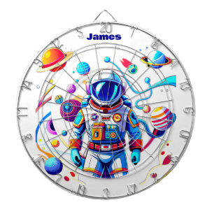 Colourful Astronaut and Univers in Bold Colours Dartboard
