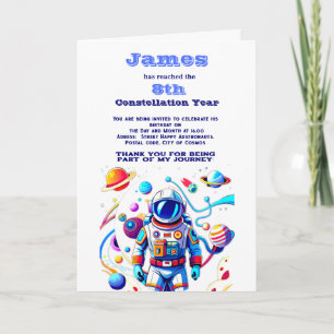 Colourful Astronaut and Univers in Bold Colours Invitation