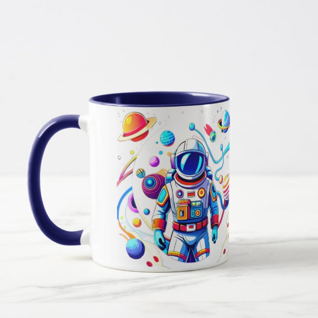 Colourful Astronaut and Univers in Bold Colours Mug (Left)