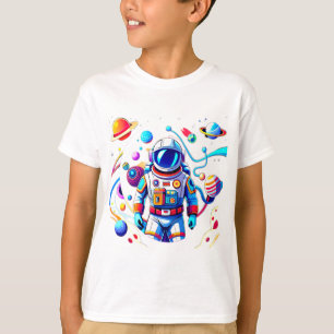 Colourful Astronaut and Univers in Bold Colours T-Shirt