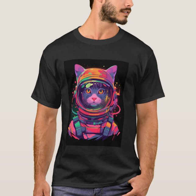 Colourful Astronaut Cat 1 T-Shirt (Front)