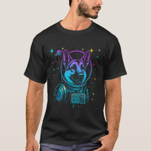 Colourful Astronaut German Shepherd Space Galaxy D T-Shirt