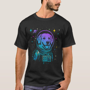 Colourful Astronaut Golden Retriever Space Galaxy T-Shirt