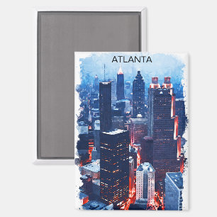 Colourful Atlanta Georgia Skyline City View  Magnet