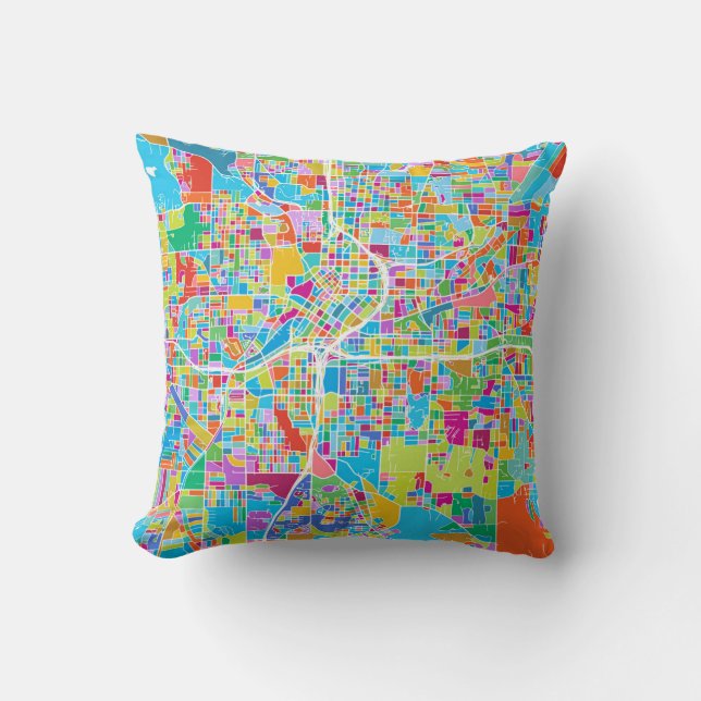 Colourful Atlanta Map Cushion (Front)