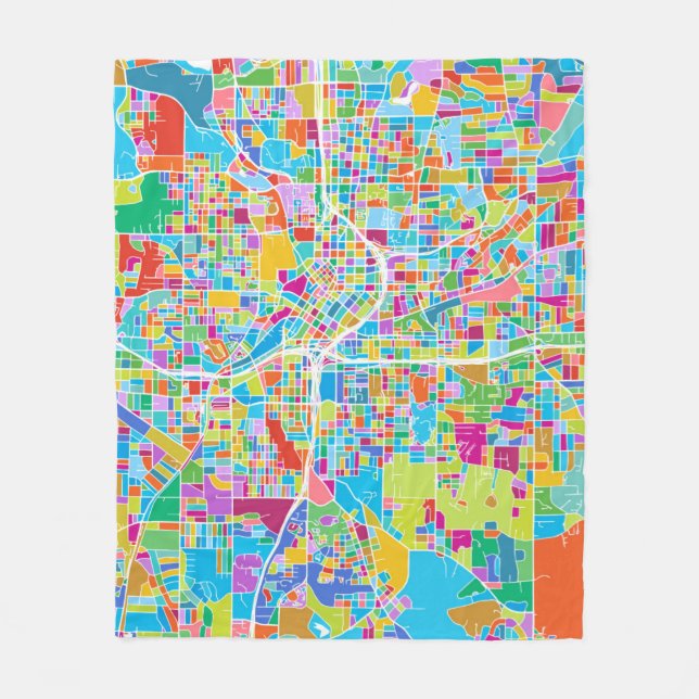 Colourful Atlanta Map Fleece Blanket (Front)