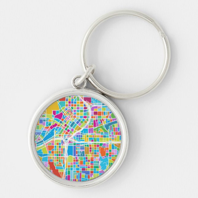 Colourful Atlanta Map Key Ring (Front)