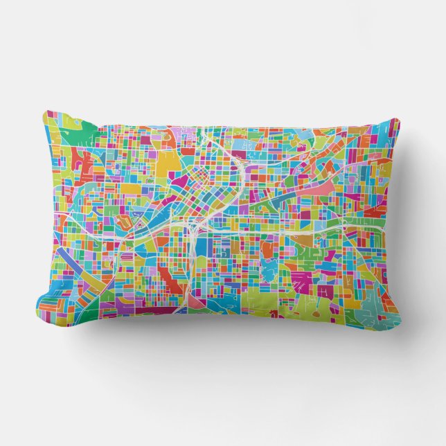 Colourful Atlanta Map Lumbar Cushion (Front)