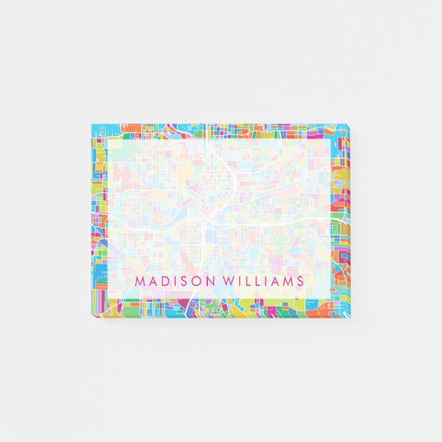 Colourful Atlanta Map Post-it Notes (Front)