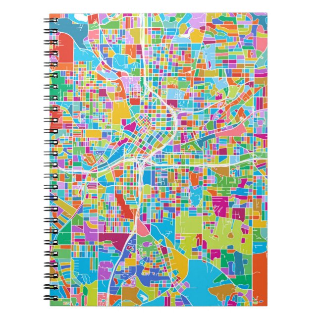 Colourful Atlanta Map Spiral Notebook (Front)
