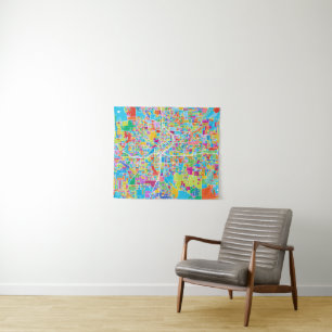 Colourful Atlanta Map Tapestry