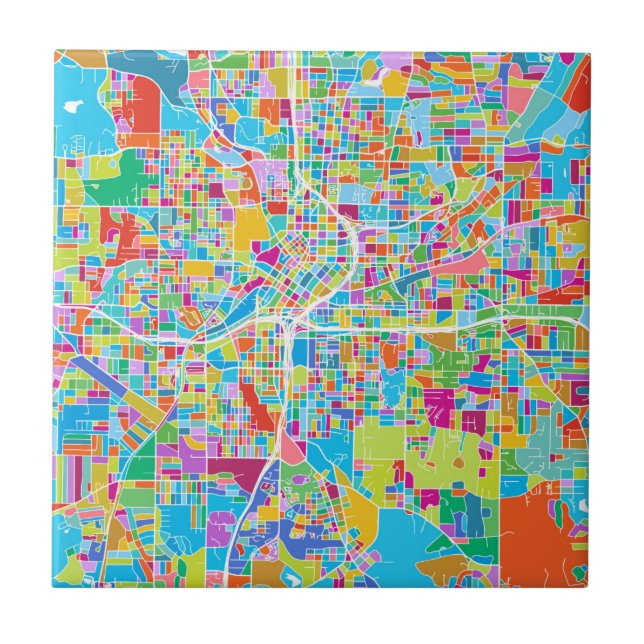 Colourful Atlanta Map Tile (Front)