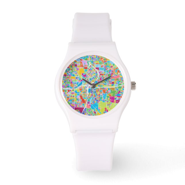 Colourful Atlanta Map Watch (Front)