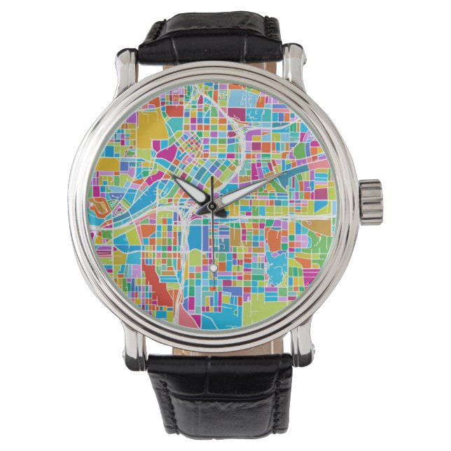 Colourful Atlanta Map Watch (Front)