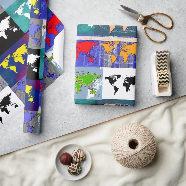 colourful atlas of the world wrapping paper (Crafts)