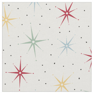 Colourful Atomic Starburst Mid Century Pattern Fabric