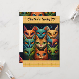 Colourful Attitude Cat Birthday Invitation