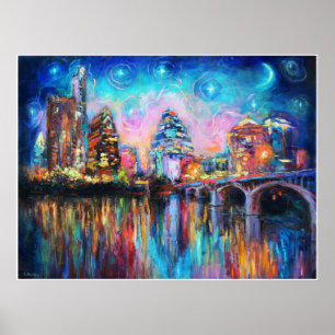 Colourful Austin Skyline Poster Svetlana Novikova