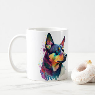 Colourful Australian Kelpi Dog Pet Coffee Mug, Cu Mug