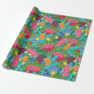 Colourful Australian Native Flowers wrapping paper