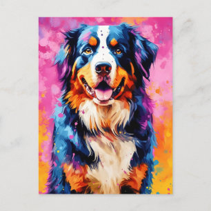 Colourful Australian Shepherd Art Postcard
