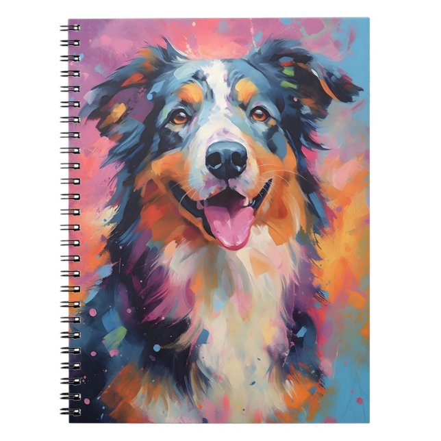 Colourful Australian Shepherd Notebook (Front)