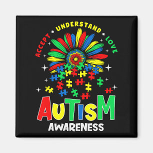 Colourful Autism Awareness Accept Understand Love  Magnet