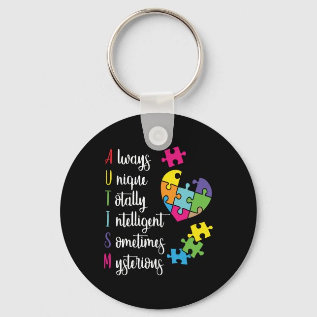 Colourful Autism Awareness Gift Design For Asd Key Ring (Front)