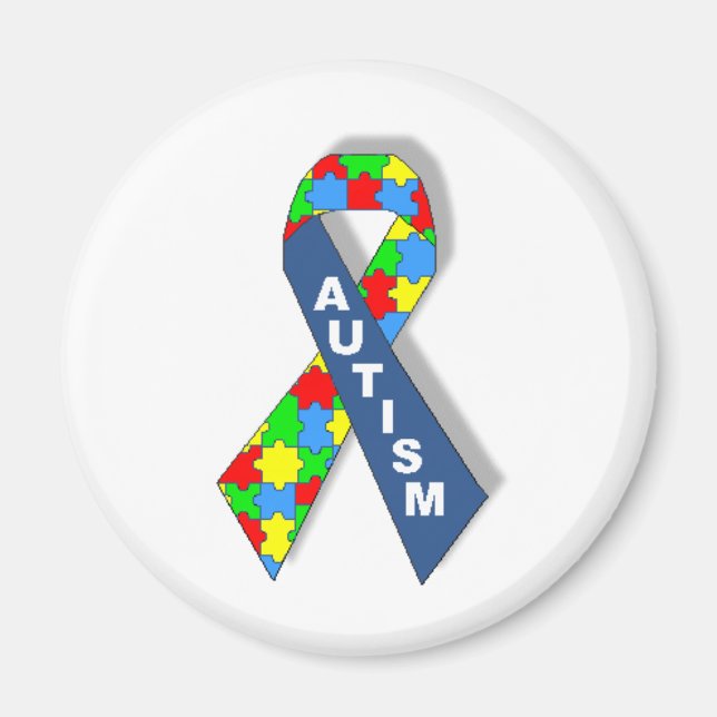Colourful Autism Awareness Ribbon Magnet (Front)