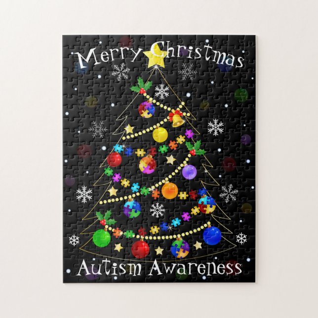 Colourful Autism Christmas Tree Jigsaw Puzzle (Vertical)