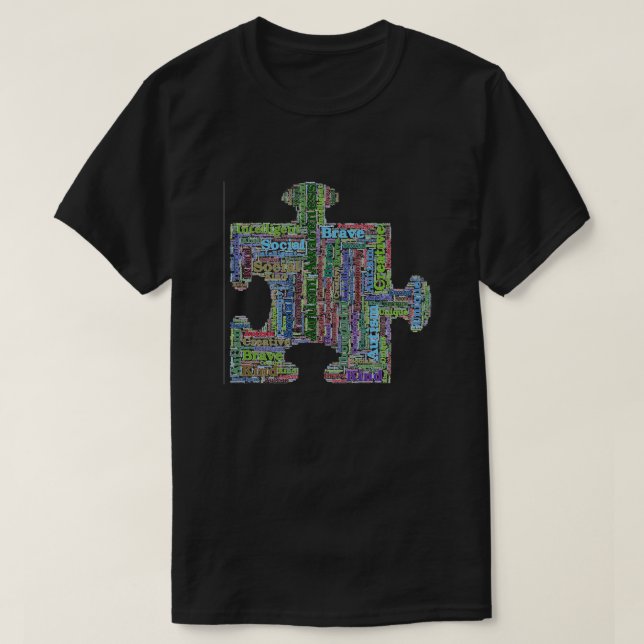Colourful Autism Jigsaw Puzzle Art T-shirt (Design Front)