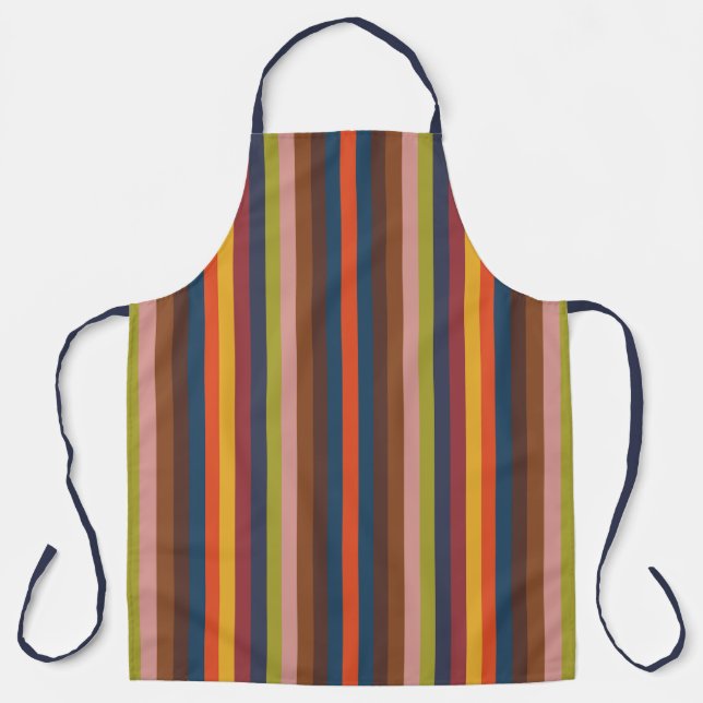 Colourful Autumn And Winter Coloured Vertical Stri Apron (Front)