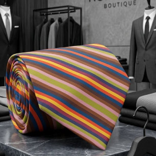 Colourful Autumn And Winter Diagonal Stripes Tie