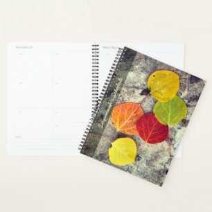 Colourful Autumn Aspen Leaves Photo Personalised Planner