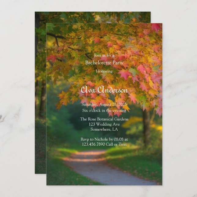 Colourful Autumn Day Bachelorette Party Invitation (Front/Back)
