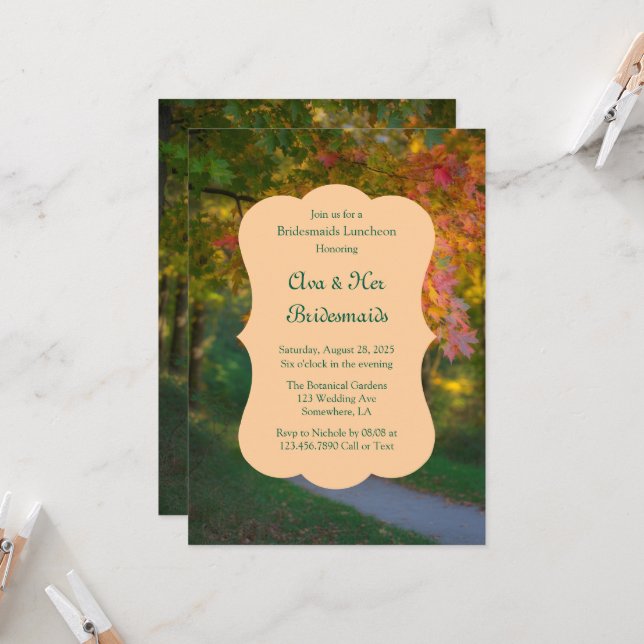 Colourful Autumn Day Bridesmaids Luncheon Invitation (Front/Back In Situ)