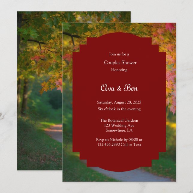 Colourful Autumn Day Couples Shower Invitation (Front/Back)